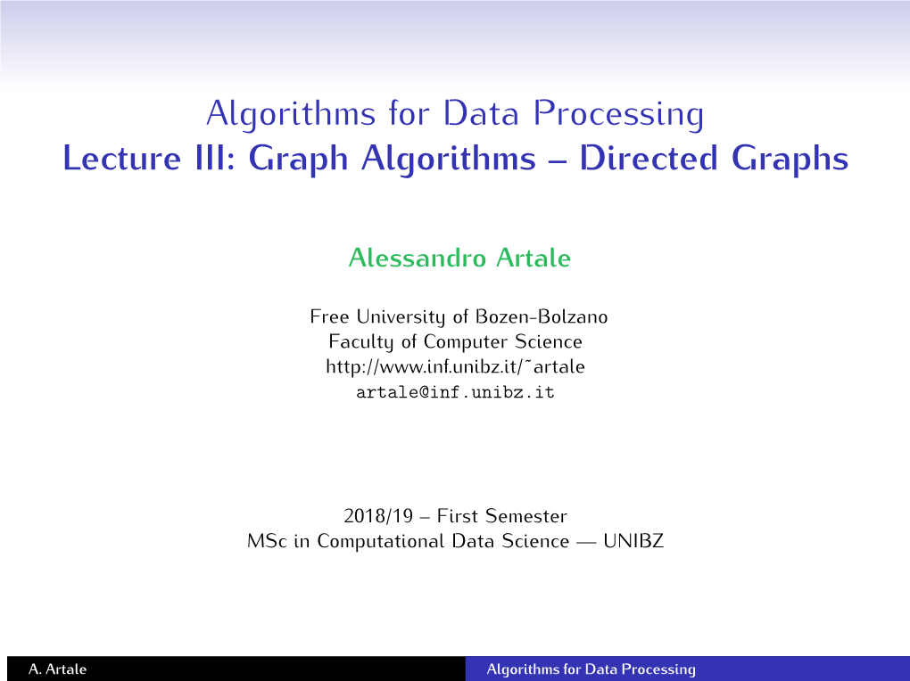 Graph Algorithms – Directed Graphs