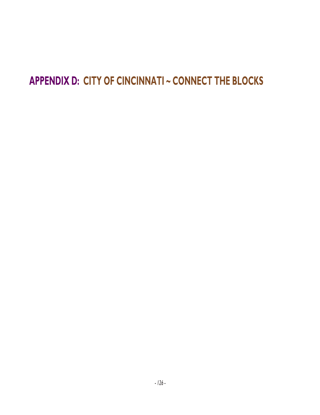 City of Cincinnati ~ Connect the Blocks