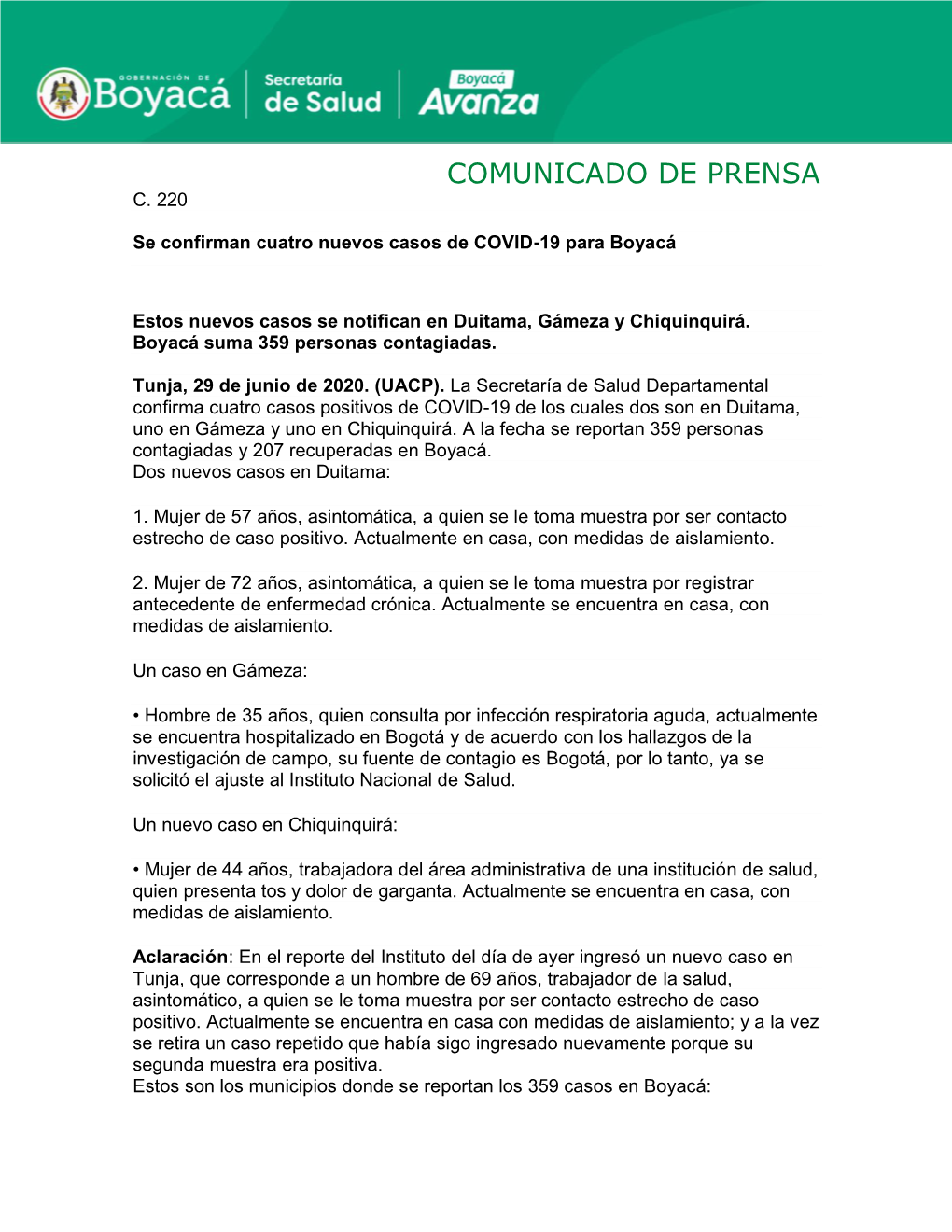 Comunicado De Prensa C