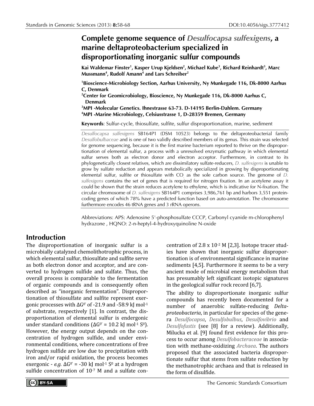 Complete Genome Sequence of Desulfocapsa Sulfexigens, a Marine