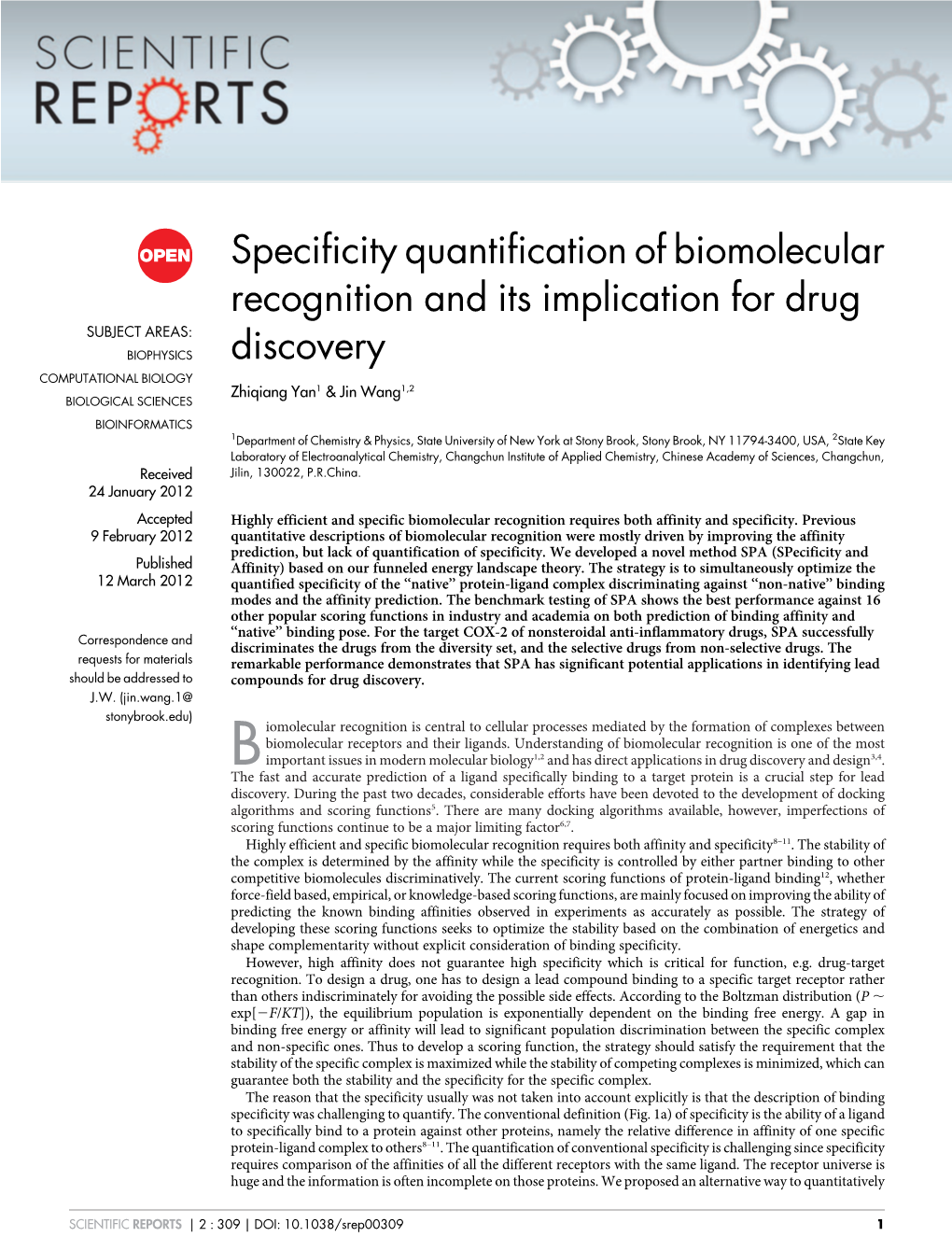Specificity Quantification of Biomolecular Recognition and Its