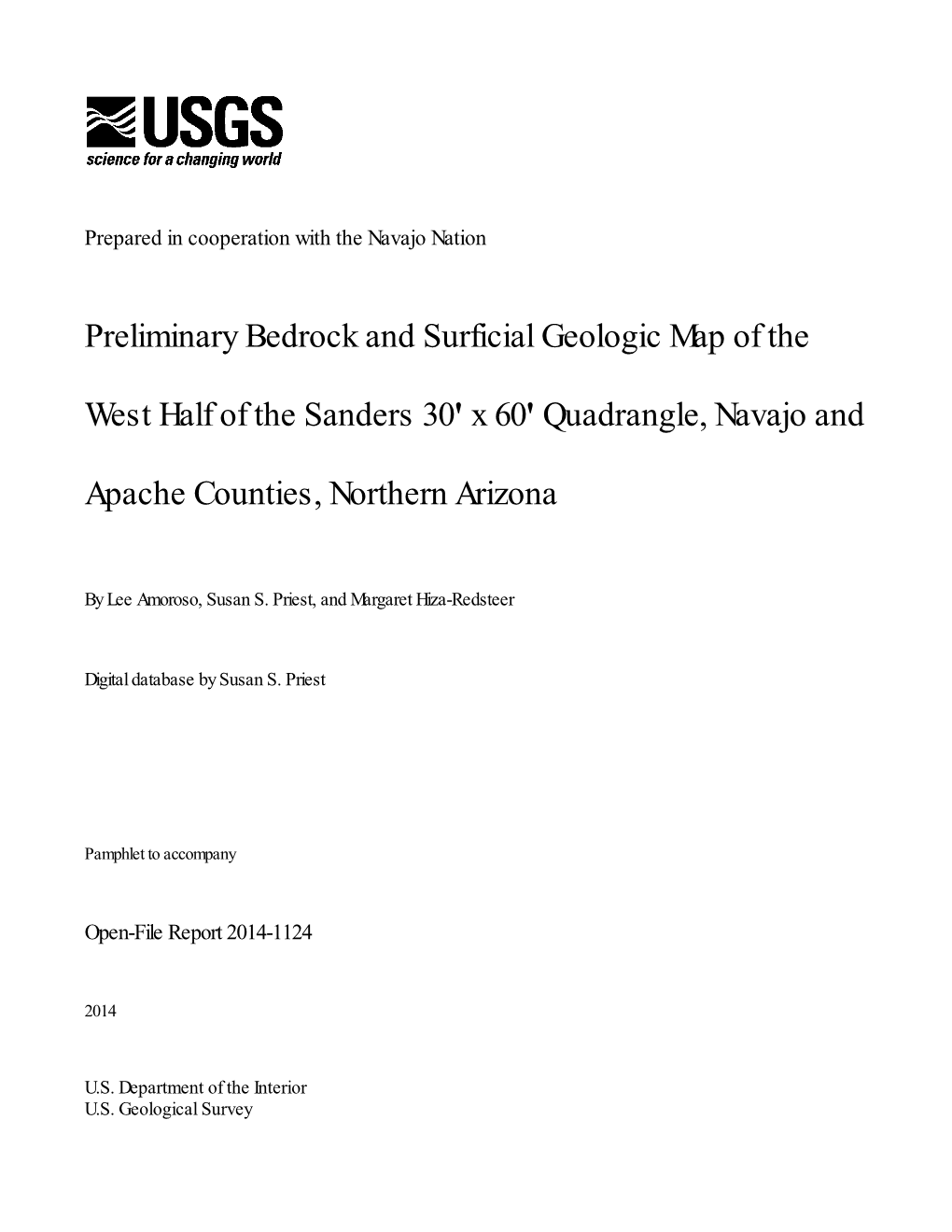 Preliminary Bedrock and Surficial Geologic Map of the West Half of the Sanders 30' X 60' Quadrangle, Navajo and Apache Counties, Northern Arizona