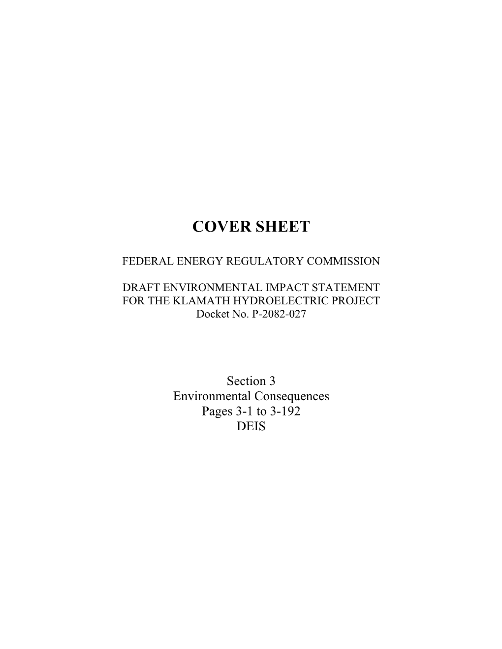 Klamath DEIS 091306-SECTION-3-ENV-CONSEQ