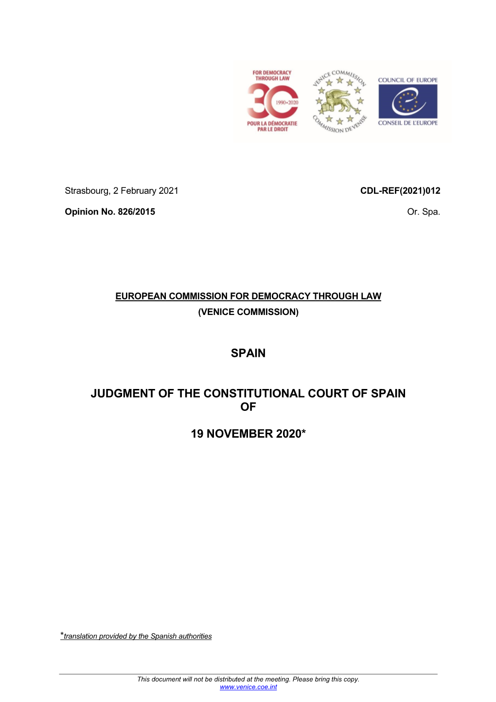 Spain Judgment of the Constitutional Court Of
