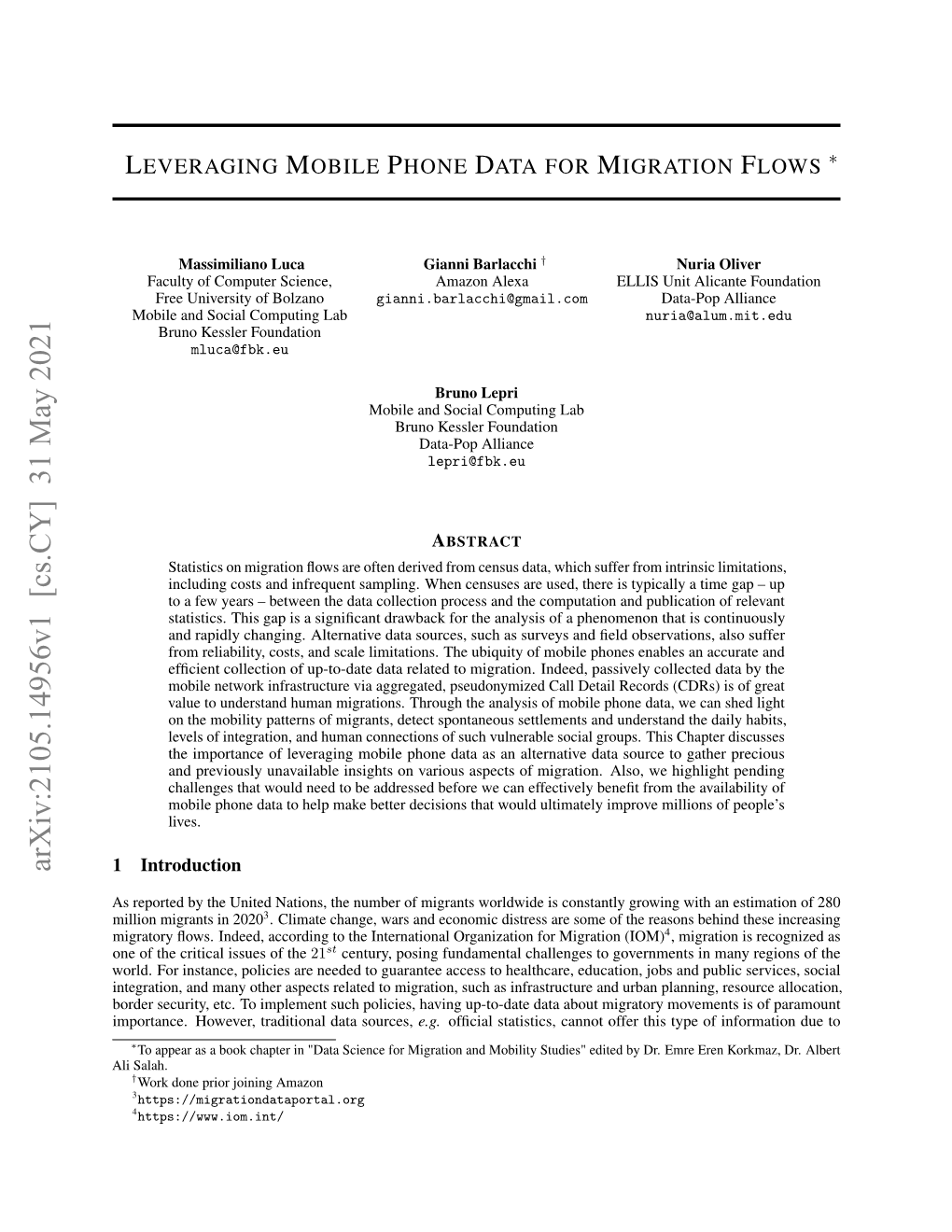 Leveraging Mobile Phone Data for Migration Flows ∗