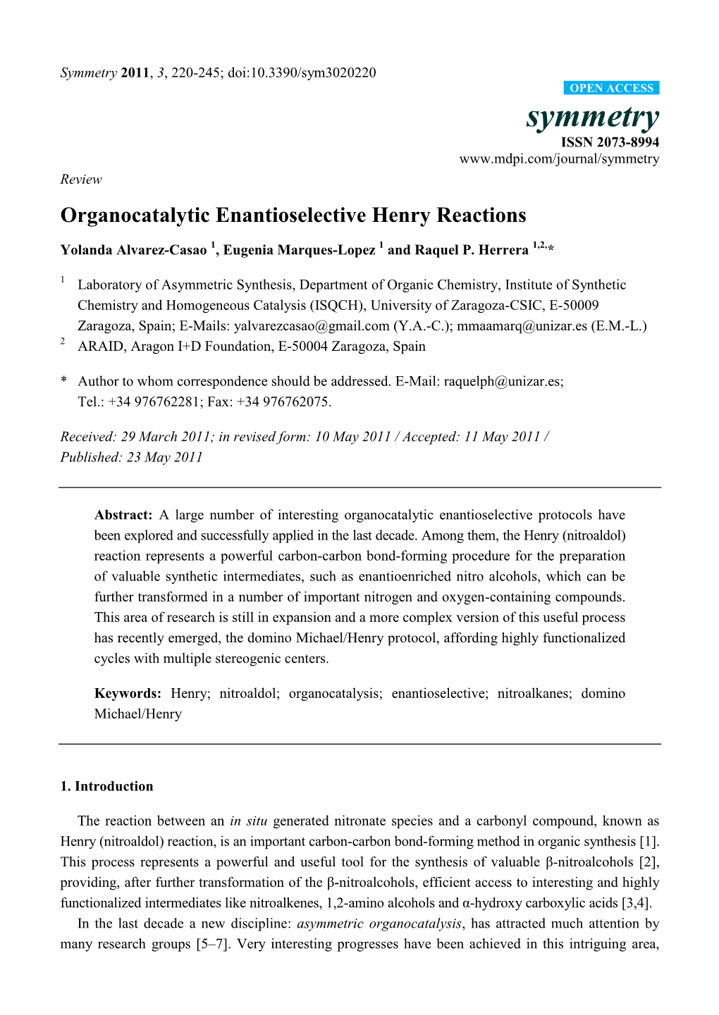 Organocatalytic Enantioselective Henry Reactions