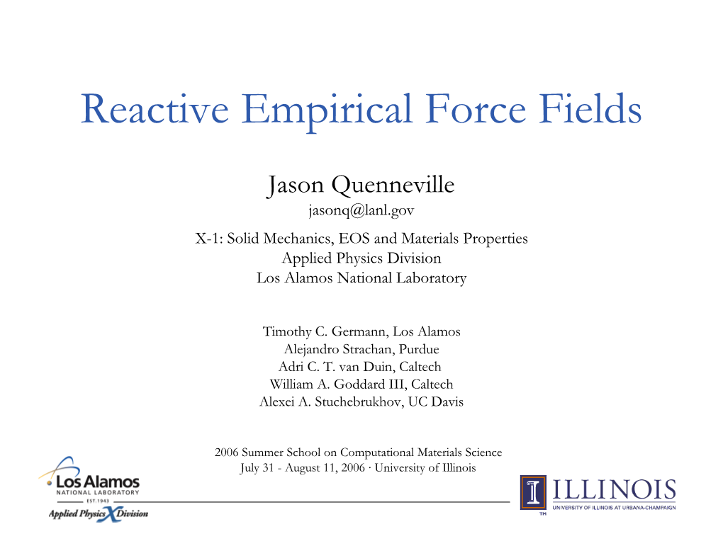 Reactive Empirical Force Fields
