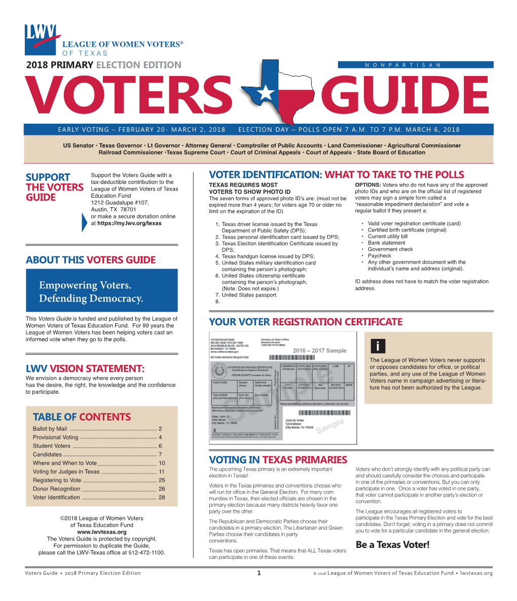 2018 Primary Election Voters Guide