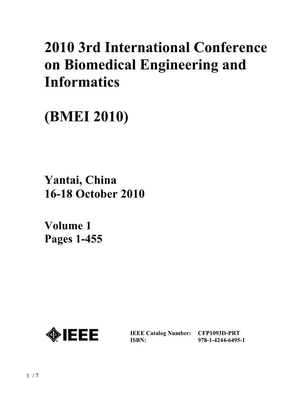 2010 3Rd International Conference on Biomedical Engineering and Informatics