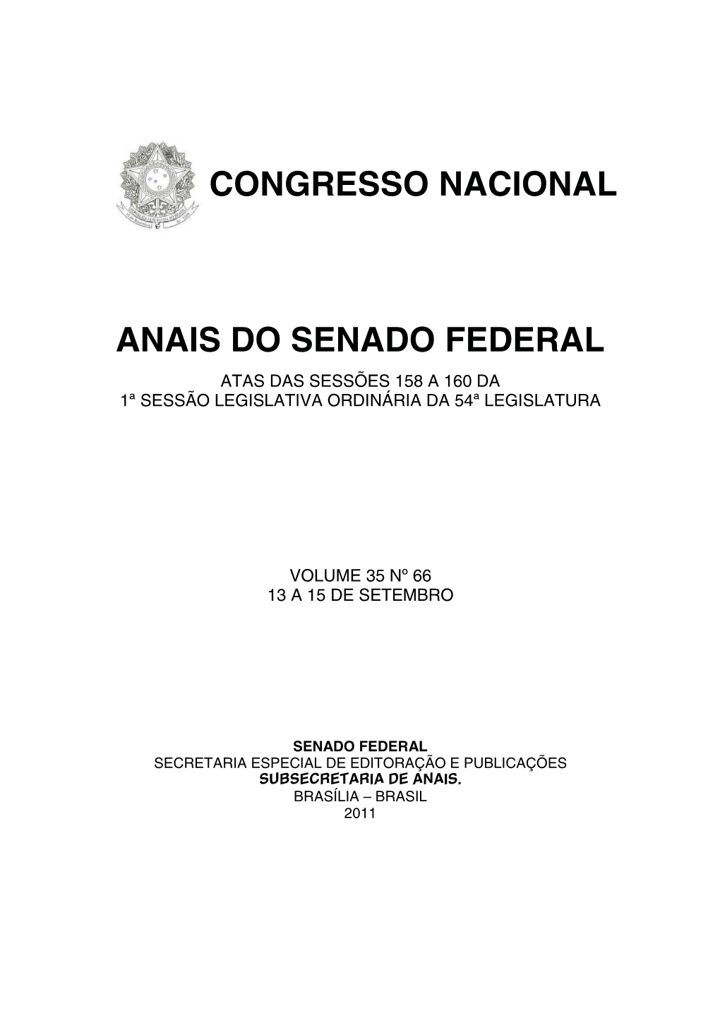 Congresso Nacional Anais Do Senado Federal