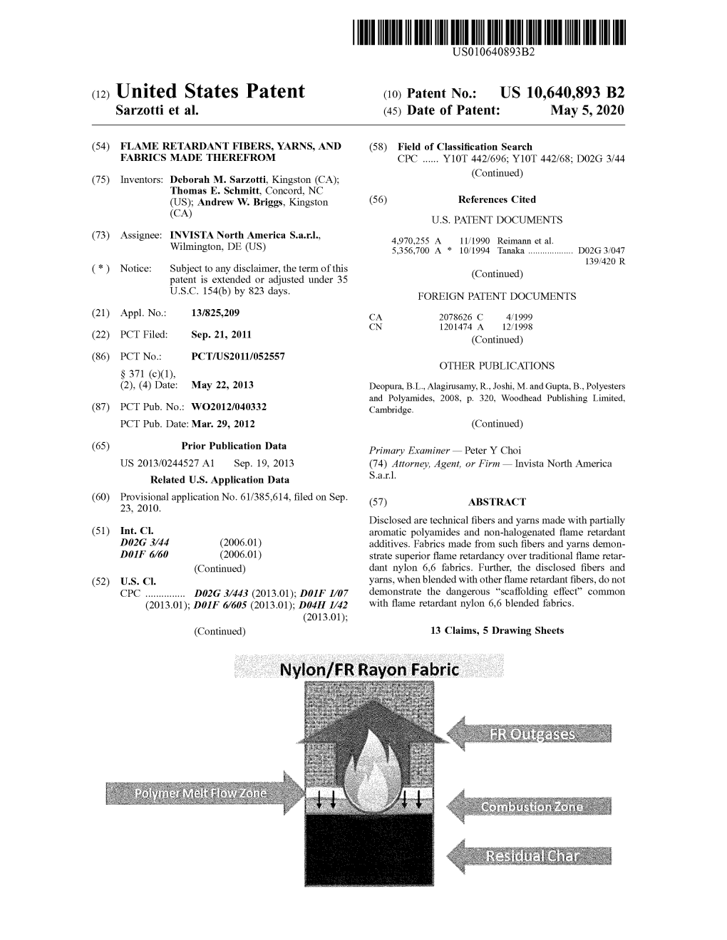 ( 12 ) United States Patent ( 10 ) Patent No.: US 10,640,893 B2 Sarzotti Et Al