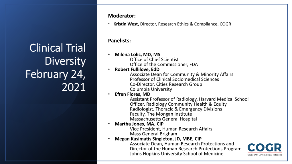 Diversity in Clinical Trials