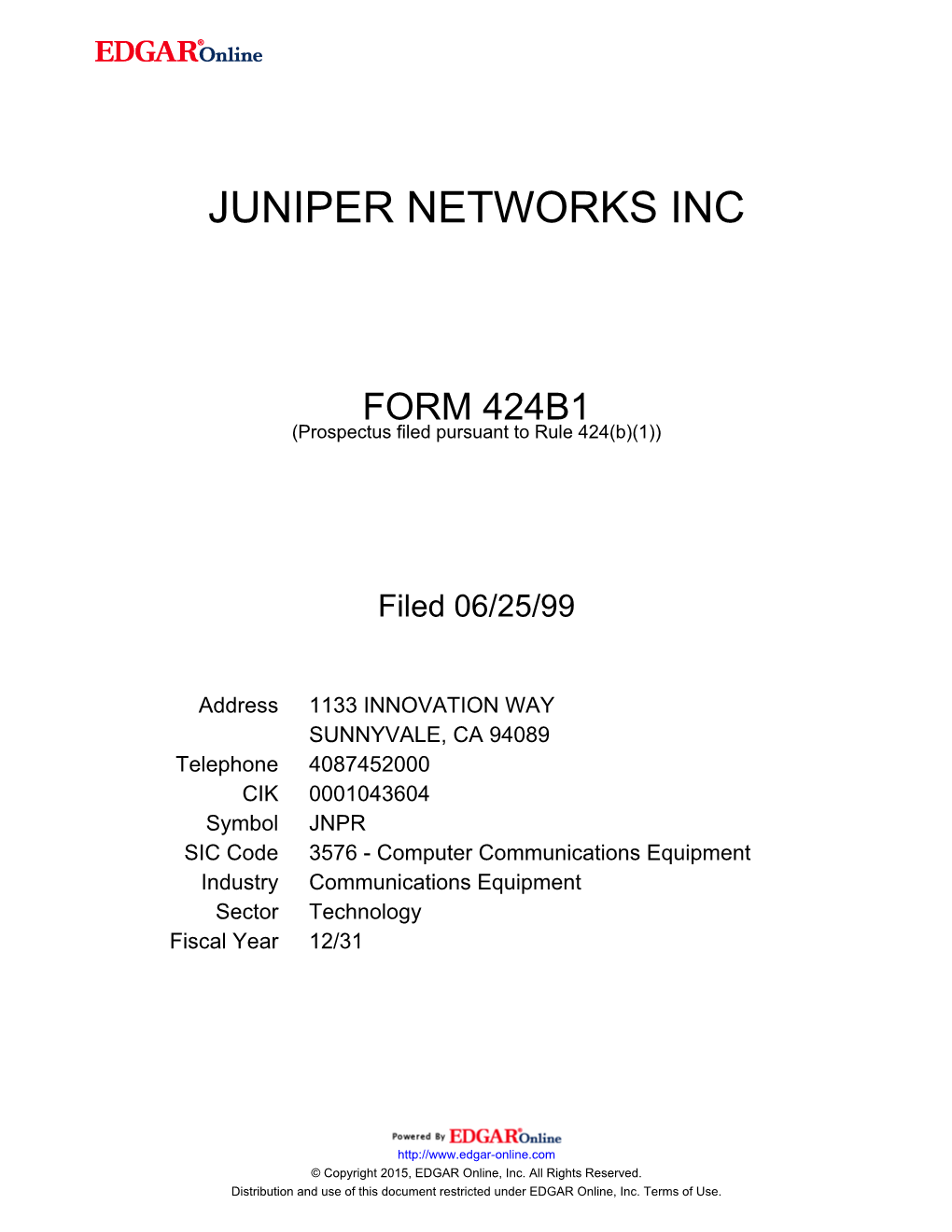 Juniper Networks Inc