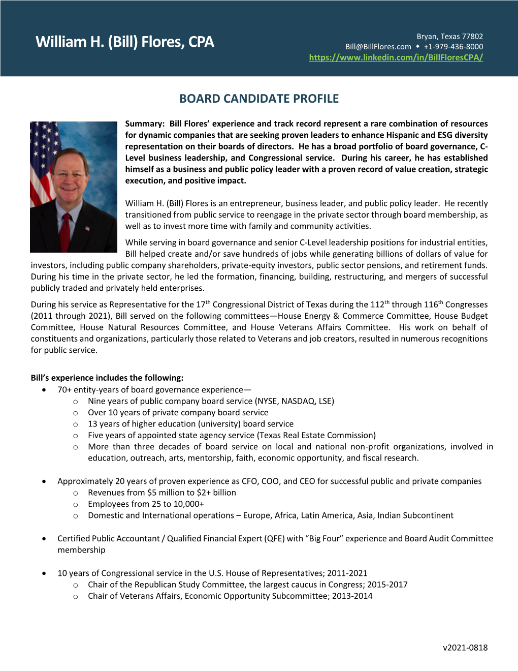 Board Candidate Profile