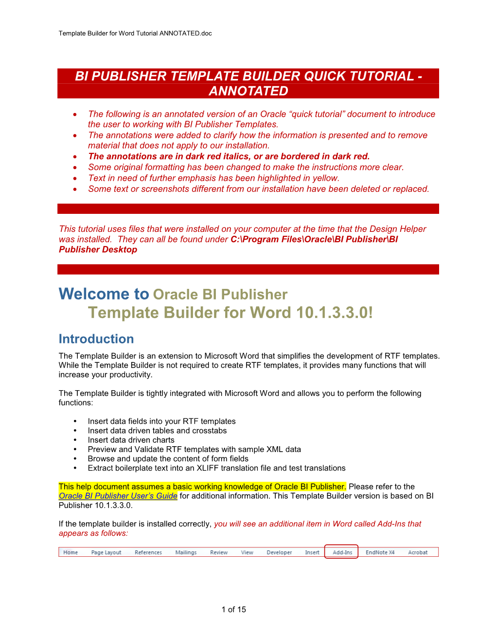 BI Publisher Template Builder for Word Tutorial