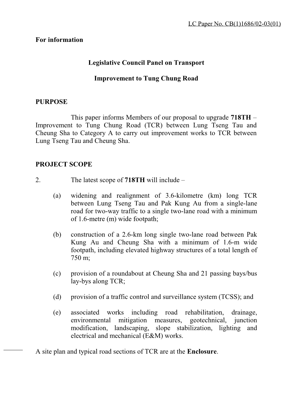 Improvement to Tung Chung Road