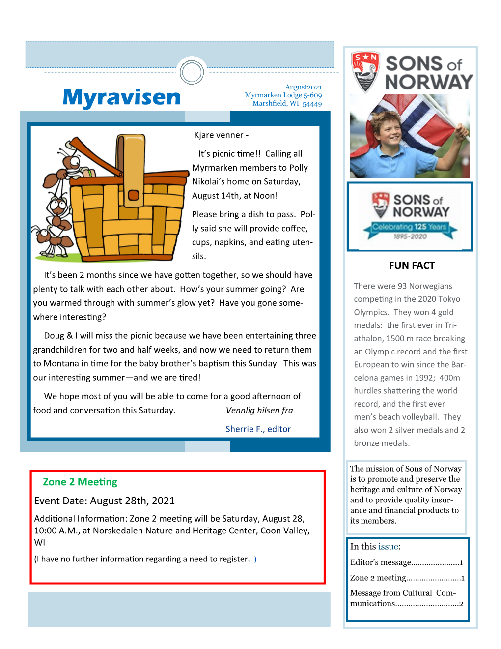 Myrmarken "Myravisan" Newsletter -August 2021