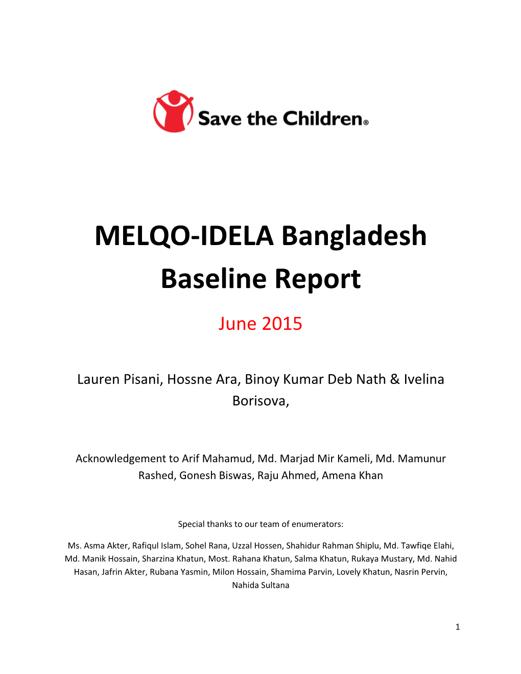 MELQO-IDELA Bangladesh Baseline Report June 2015