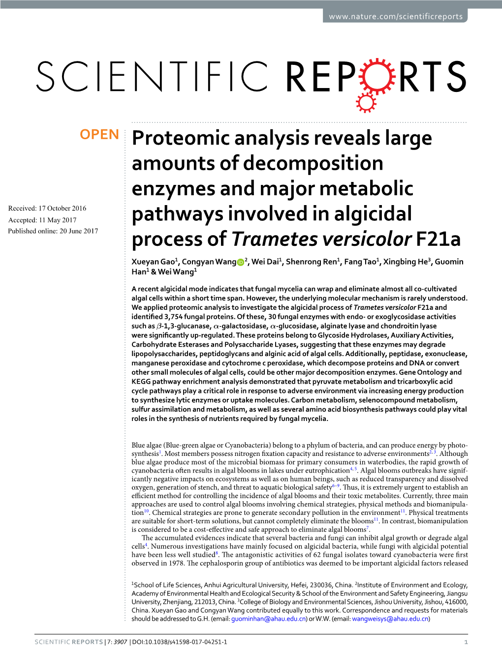 Proteomic Analysis Reveals Large Amounts of Decomposition Enzymes