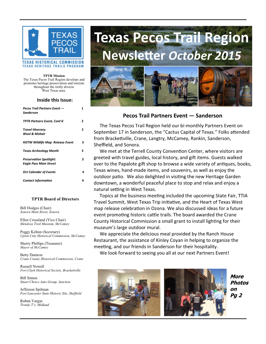 Texas Pecos Trail Region Newsletteroctober 2015