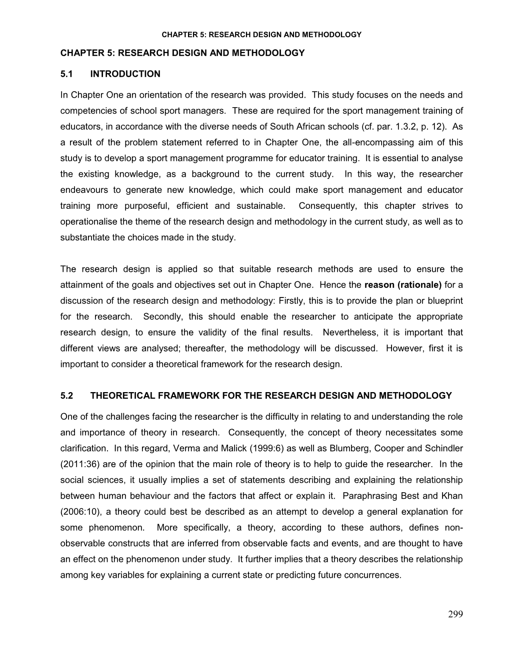 Chapter 5: Research Design and Methodology