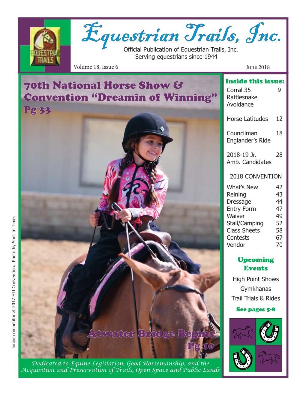 Equestrian Trails, Inc. Oﬃ Cial Publication of Equestrian Trails, Inc
