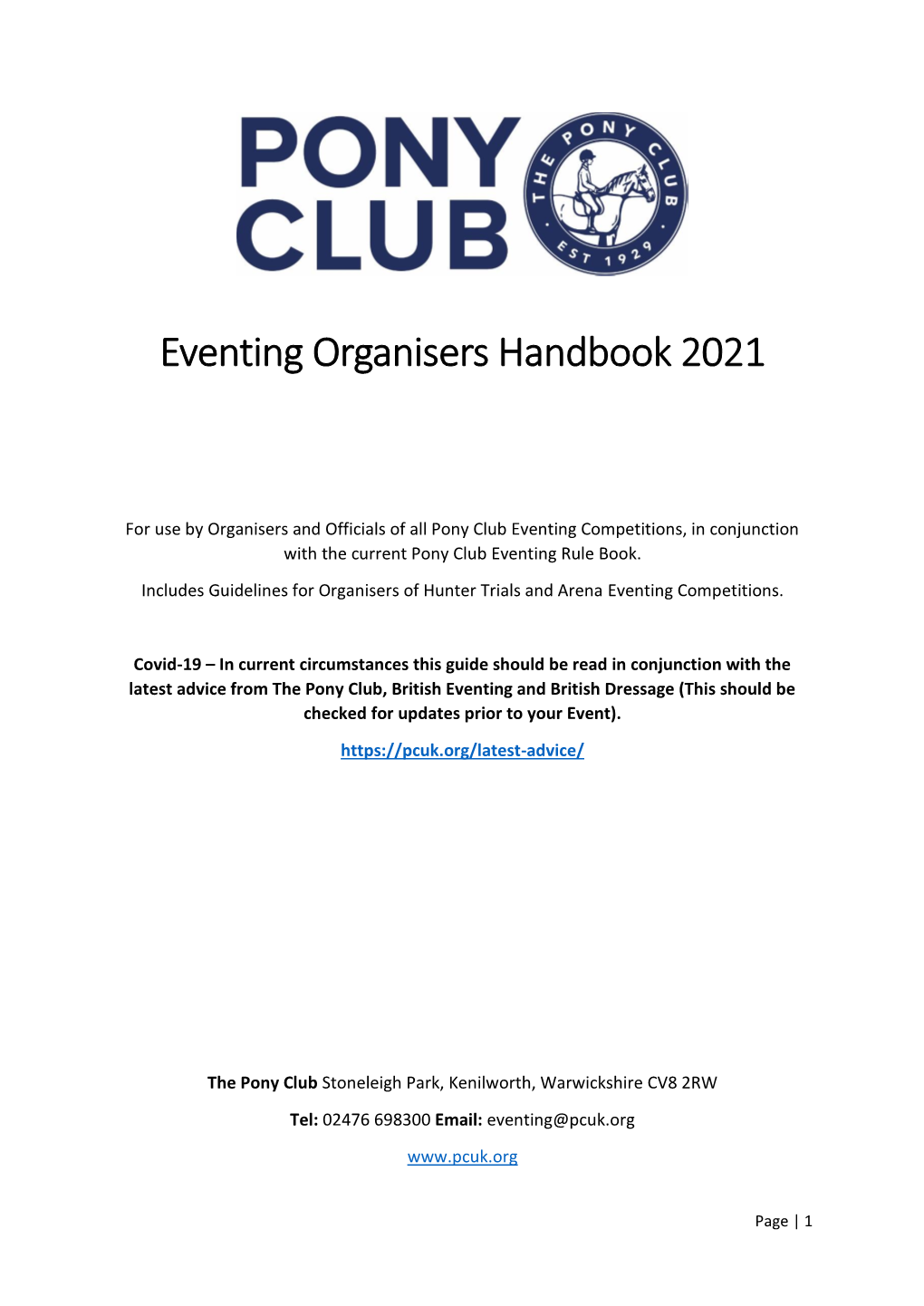 Eventing Organisers Handbook 2021