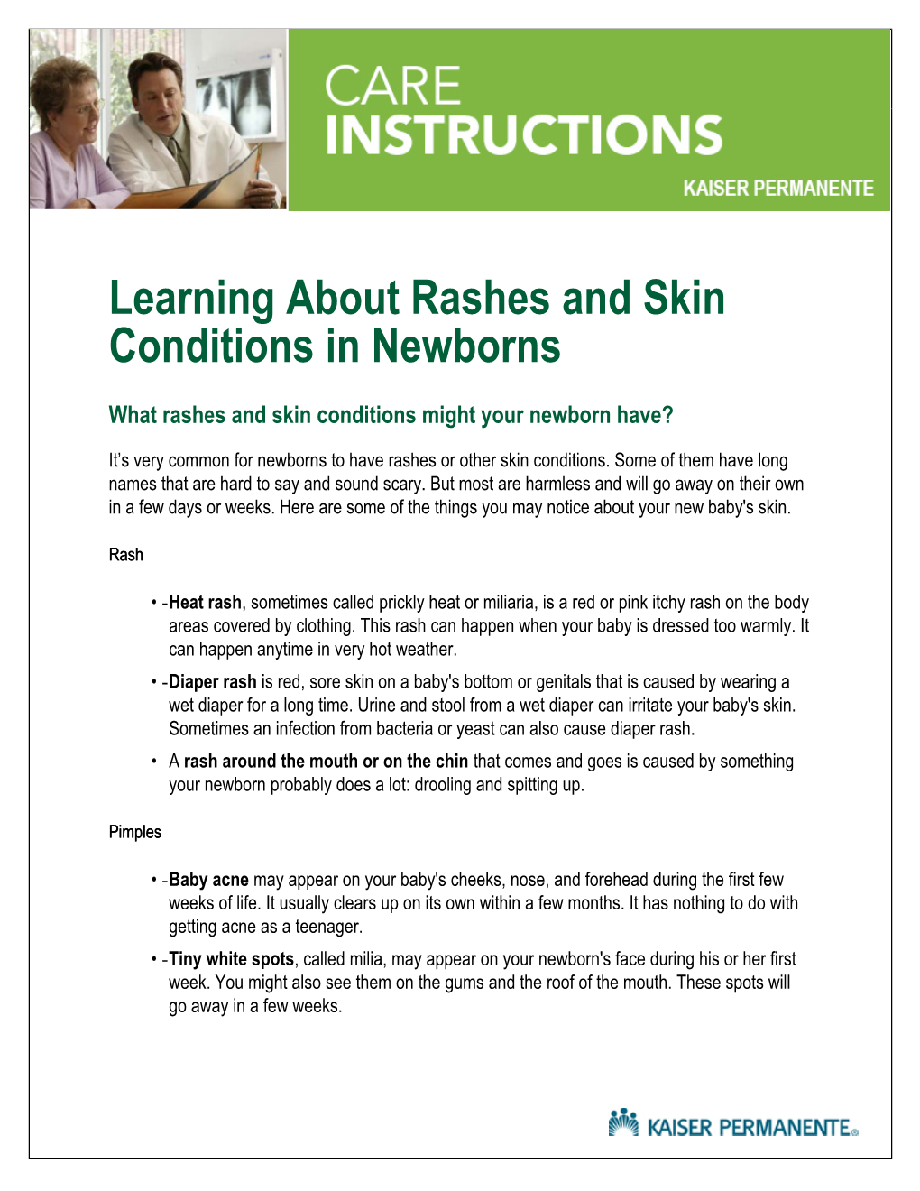 Learning About Rashes and Skin Conditions in Newborns