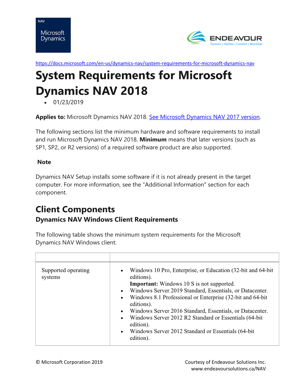 System Requirements for Microsoft Dynamics NAV 2018 • 01/23/2019