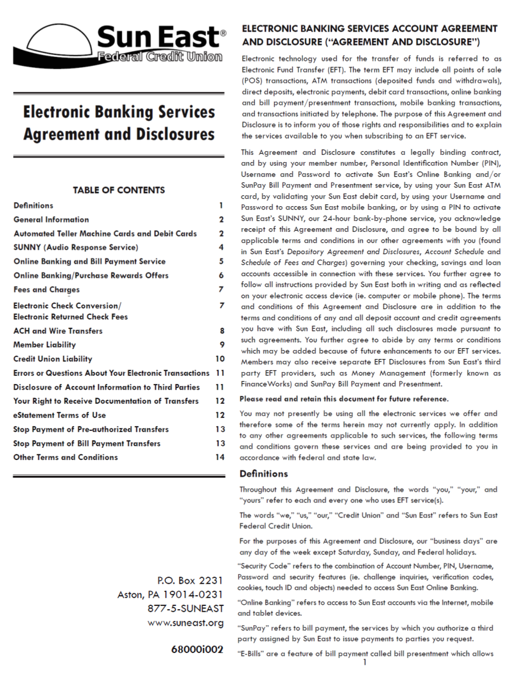 Electronic Banking Services Agreement and Disclosures