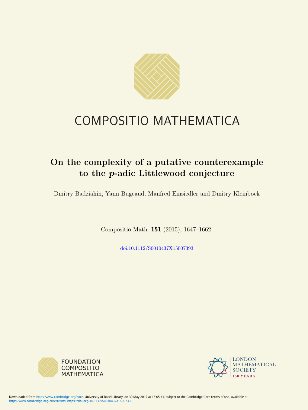 On the Complexity of a Putative Counterexample to the P-Adic Littlewood Conjecture