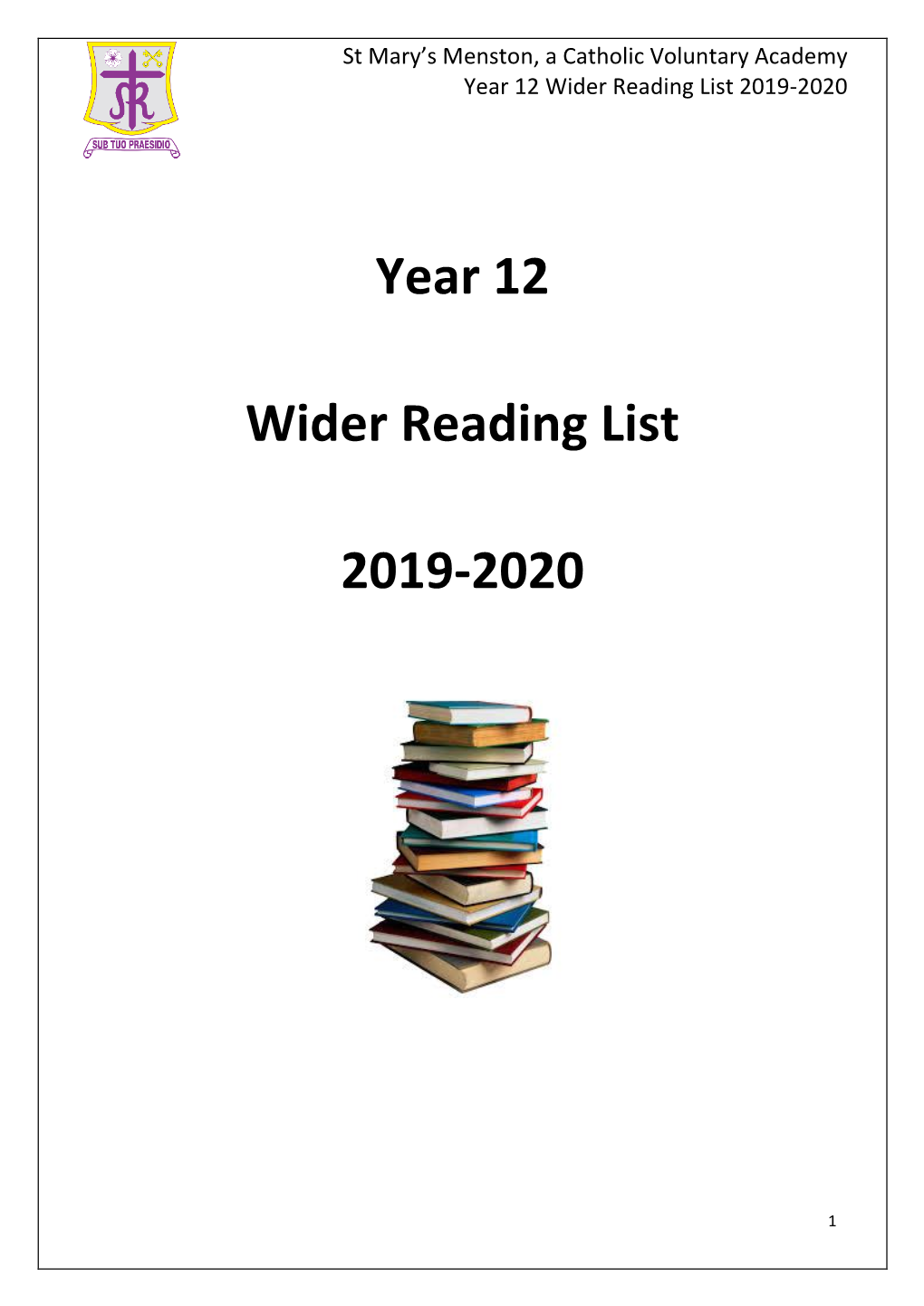 Year 12 Wider Reading List 2019-2020