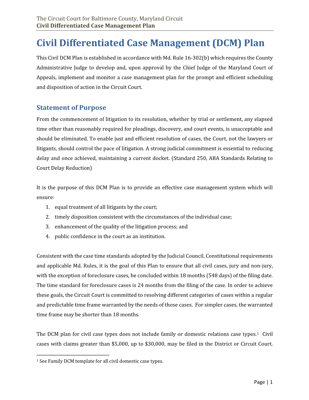 Civil Differentiated Case Management (DCM) Plan