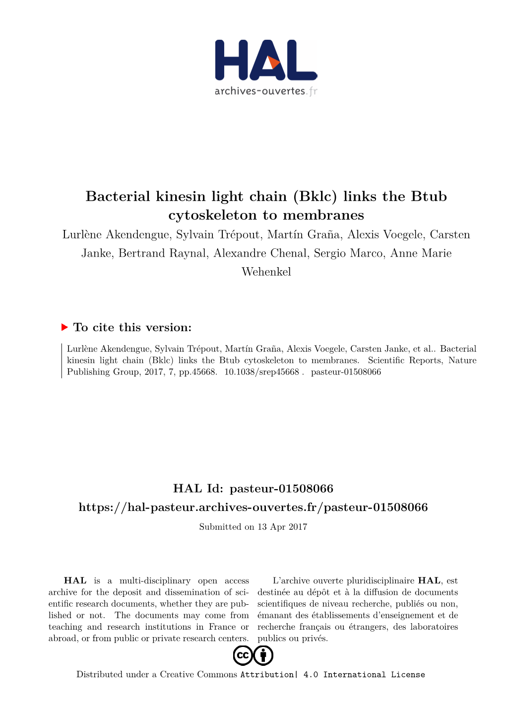 Bacterial Kinesin Light Chain (Bklc)