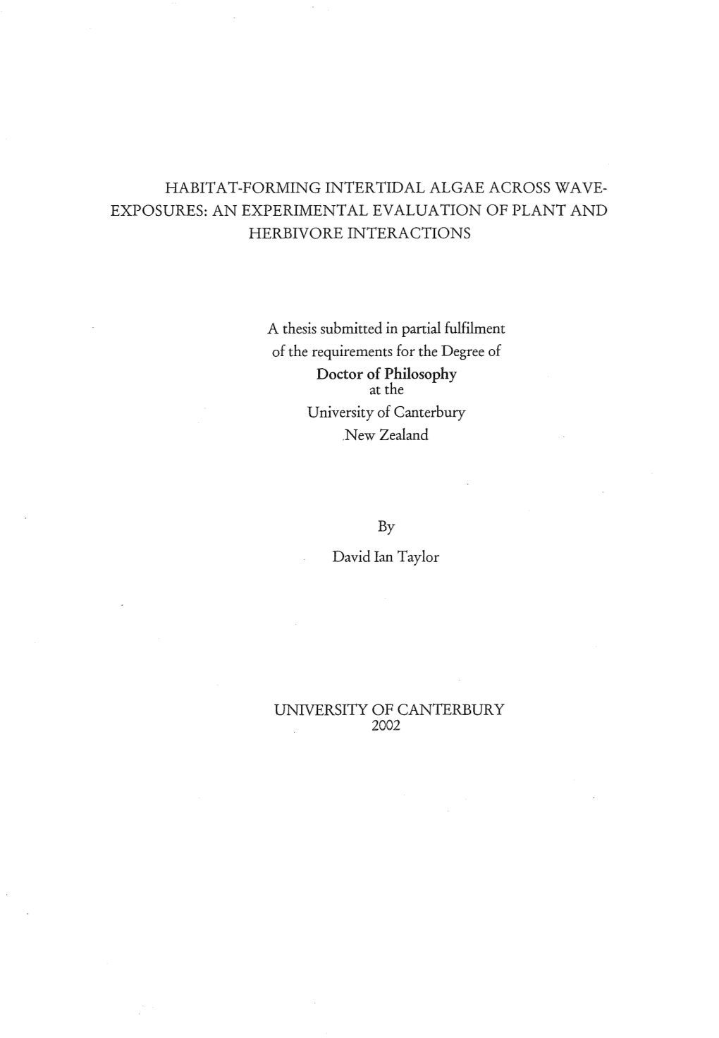 Habitat-Forming Intertidal Algae Across Wave-Exposures