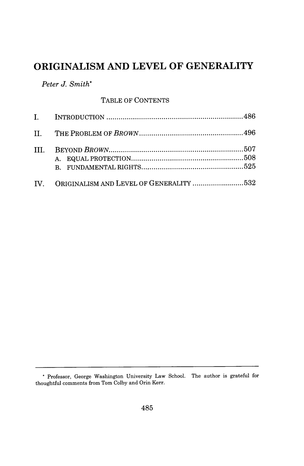 Originalism and Level of Generality