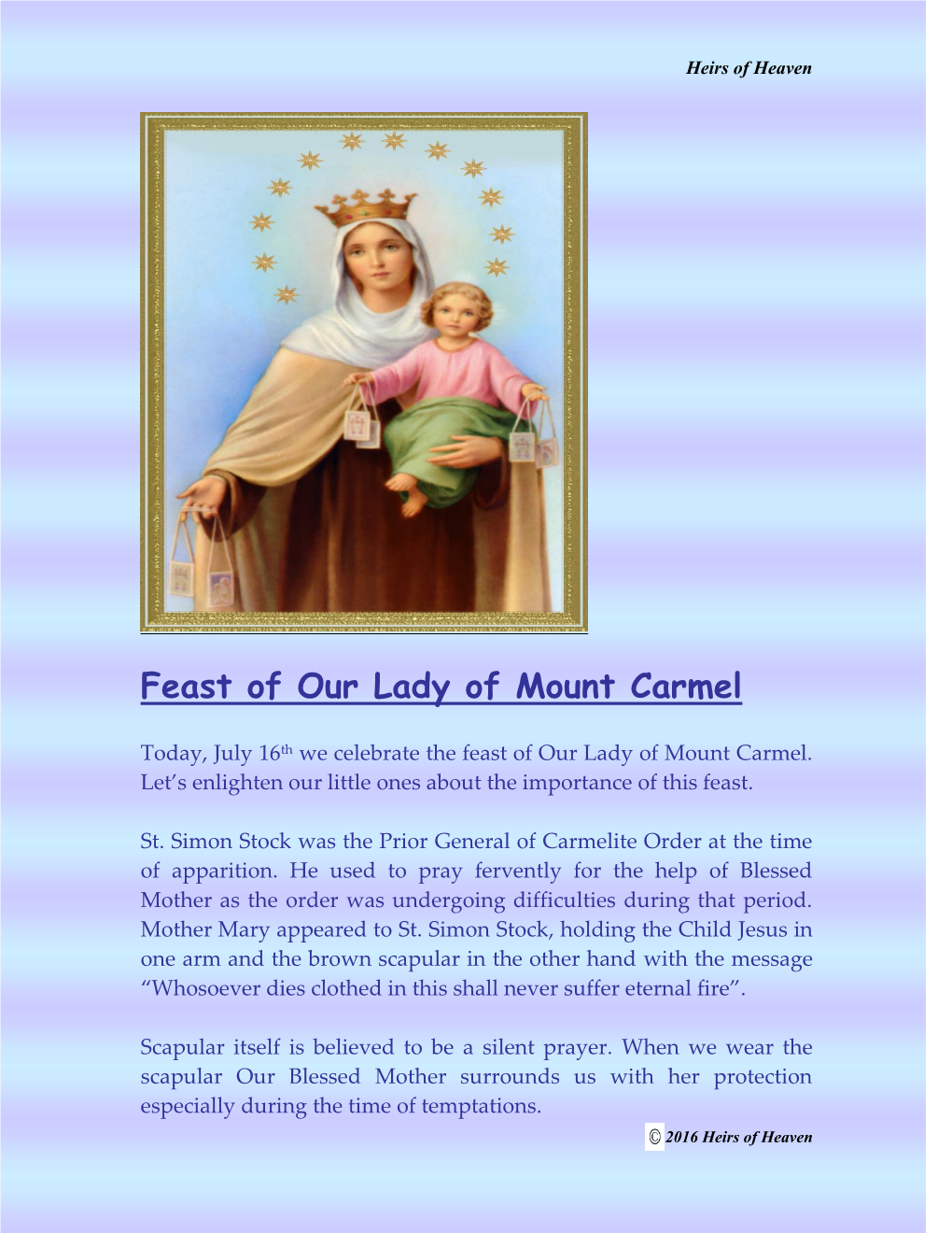 Feast of Our Lady of Mount Carmel