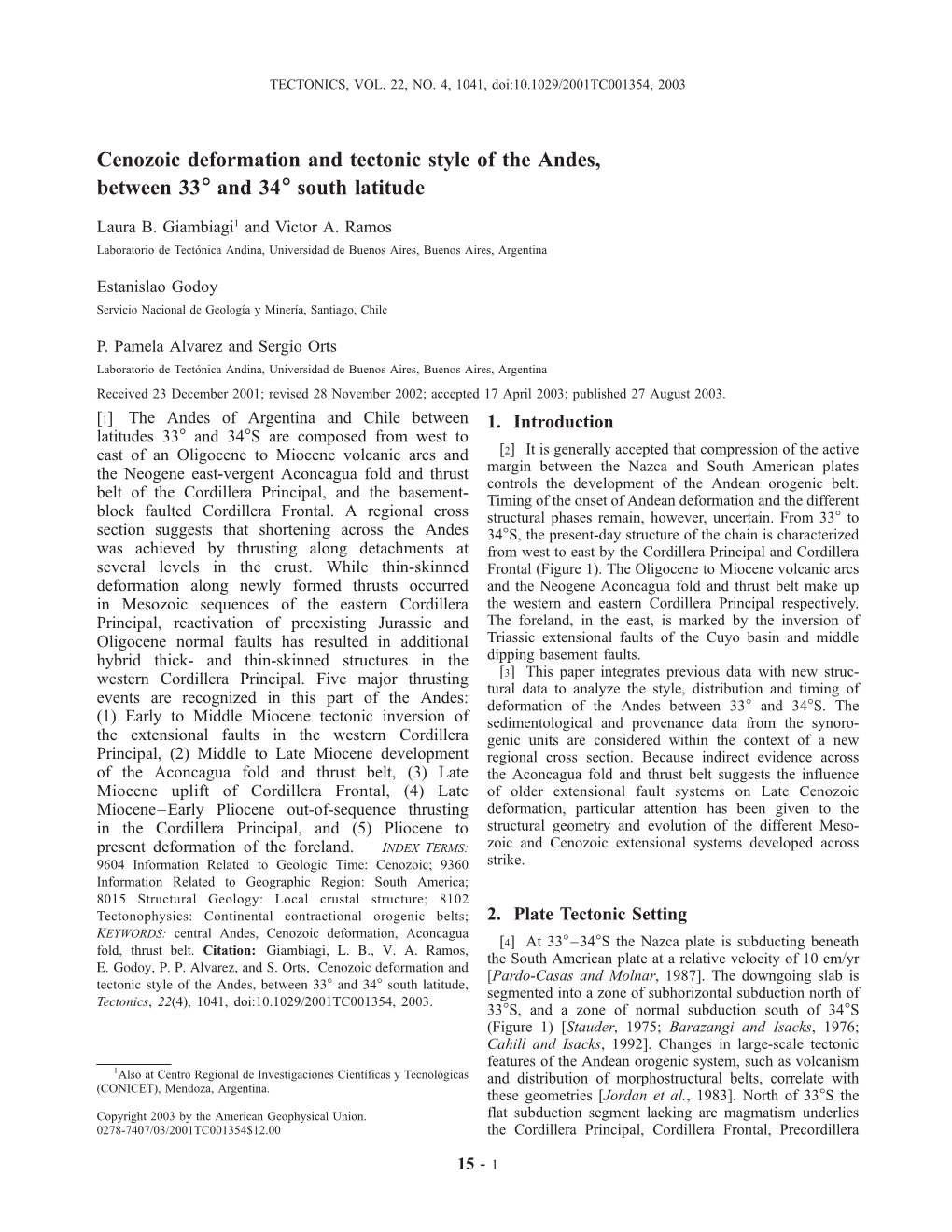 Cenozoic Deformation and Tectonic Style of the Andes, Between 33° and 34° South Latitude