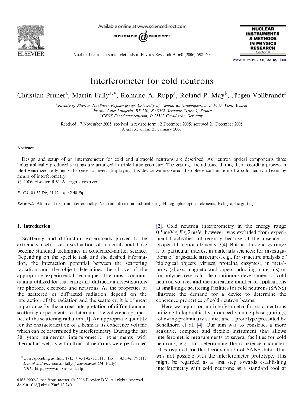 Interferometer for Cold Neutrons