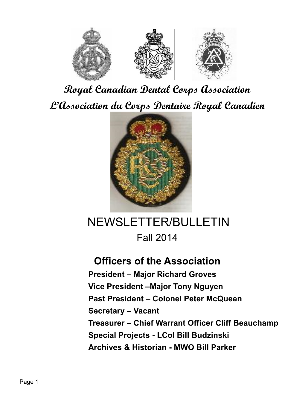 NEWSLETTER/BULLETIN Fall 2014