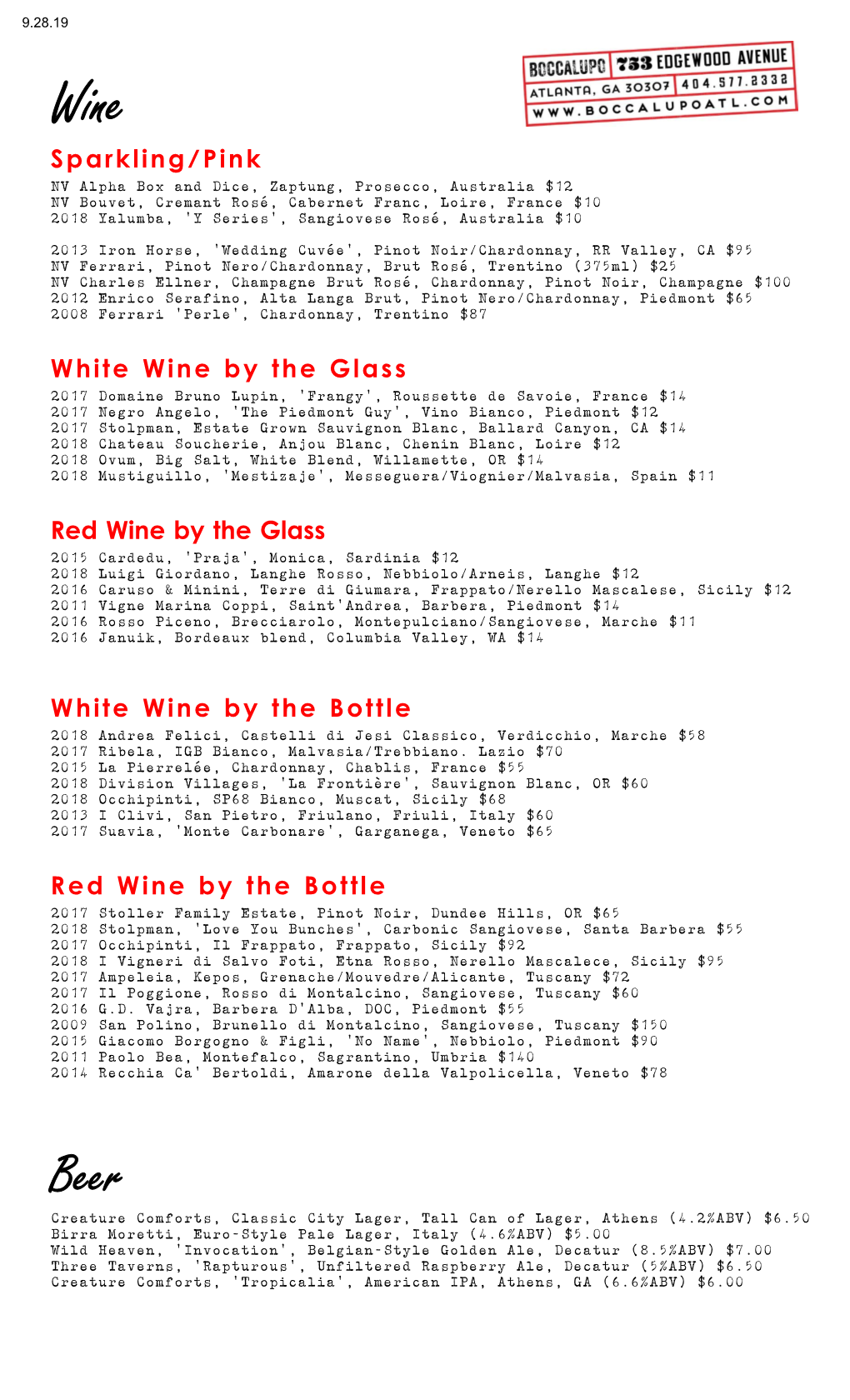 White Wine by the Bottle 2018 Andrea Felici, Castelli Di Jesi Classico, Verdicchio, Marche $58 2017 Ribela, IGB Bianco, Malvasia/Trebbiano