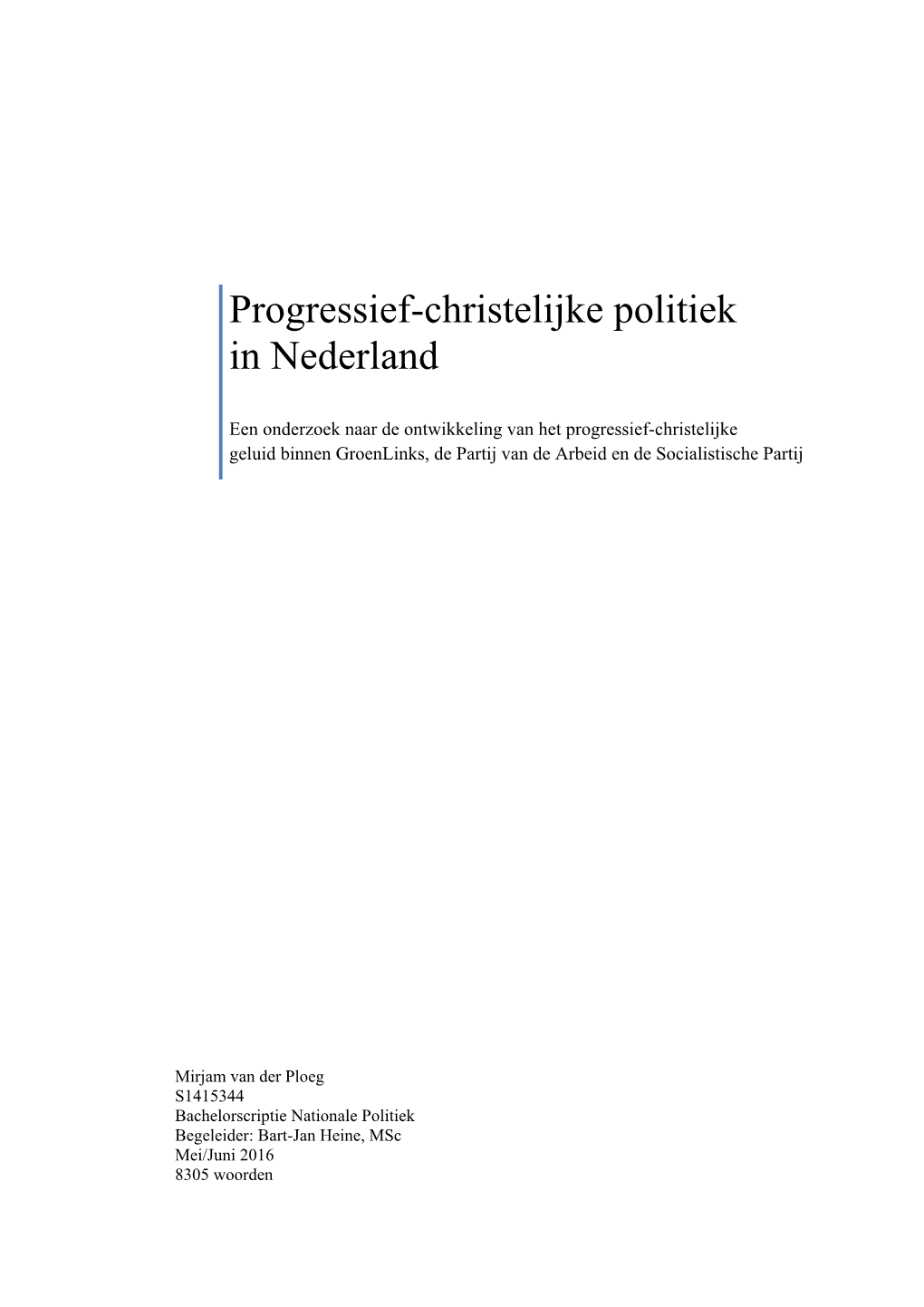 Progressief-Christelijke Politiek in Nederland