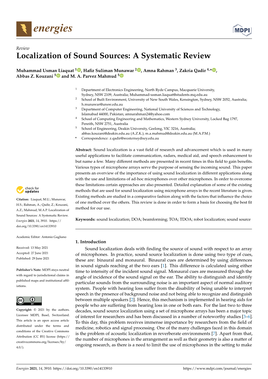 Localization of Sound Sources: a Systematic Review