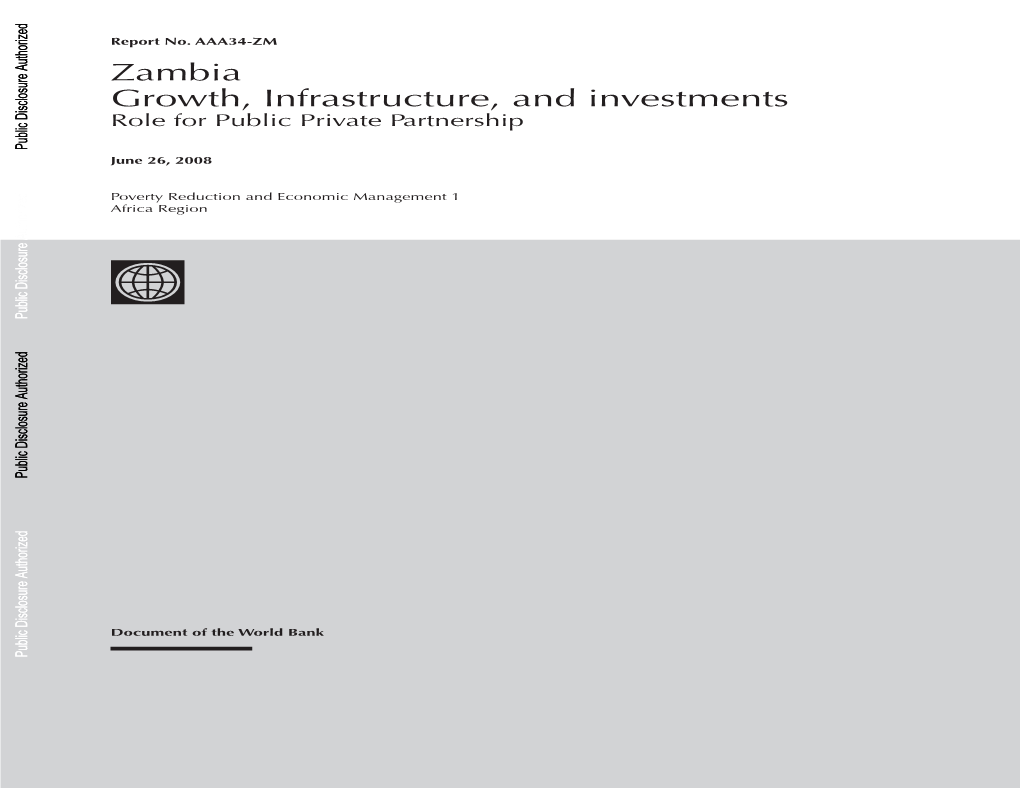 1. Infrastructure, Growth, and Investment Needs in Zambia