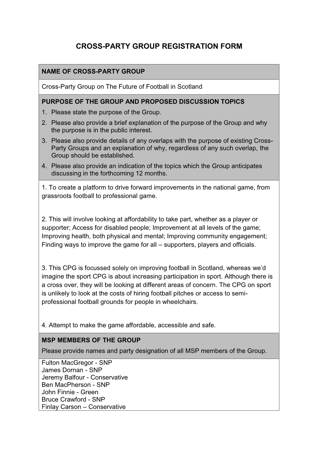 Cross-Party Group Registration Form