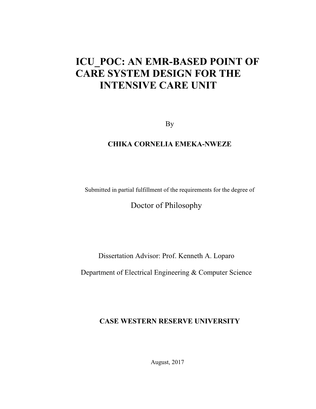 Icu Poc: an Emr-Based Point of Care System Design for the Intensive Care Unit