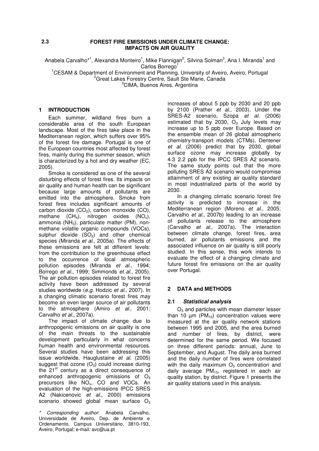 Forest Fire Emissions Under Climate Change: Impacts on Air Quality