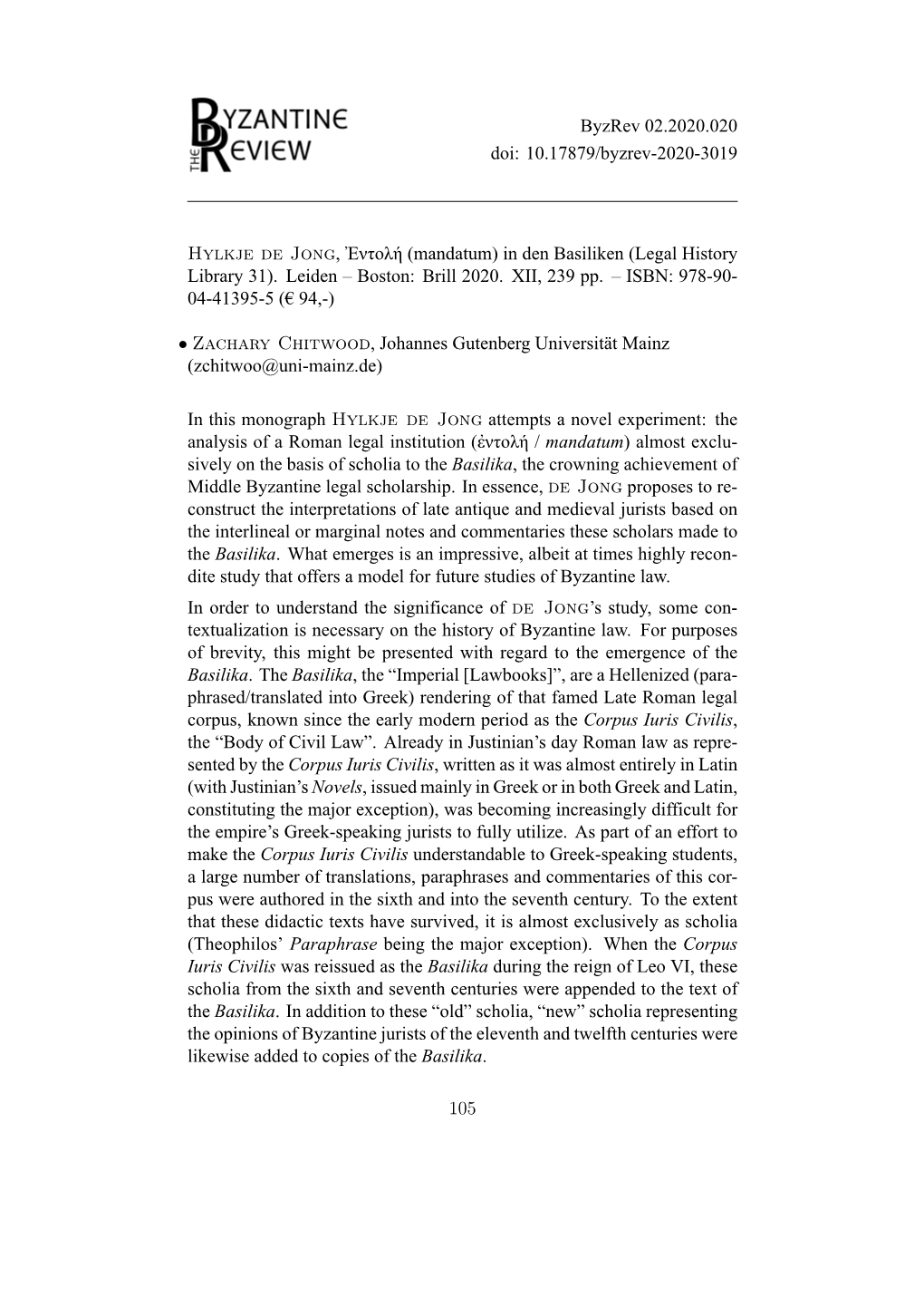 Byzrev 02.2020.020 Doi: 10.17879/Byzrev-2020-3019