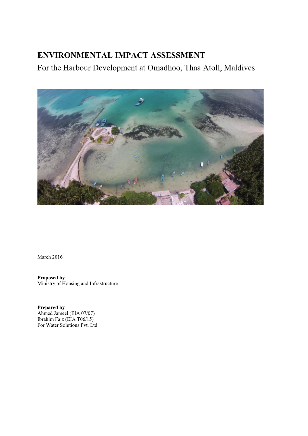 EIA for Harbour Development at Omadhoo, Thaa Atoll.Pdf