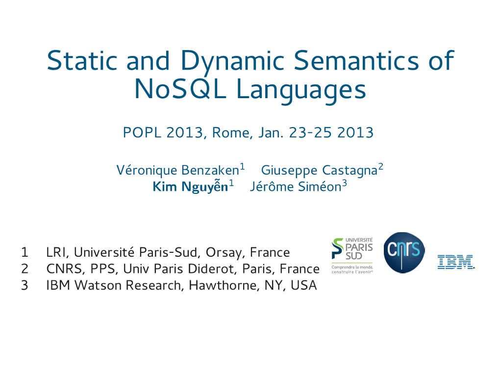 Static and Dynamic Semantics of Nosql Languages